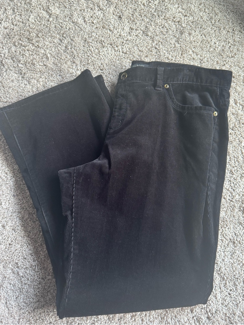 Talbots 14P Black Corduroy Bootcut Pants